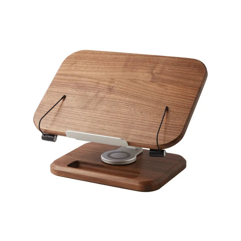 Black walnut solid wood adjustable rotating reading rack and iPad bracket in walnut colour