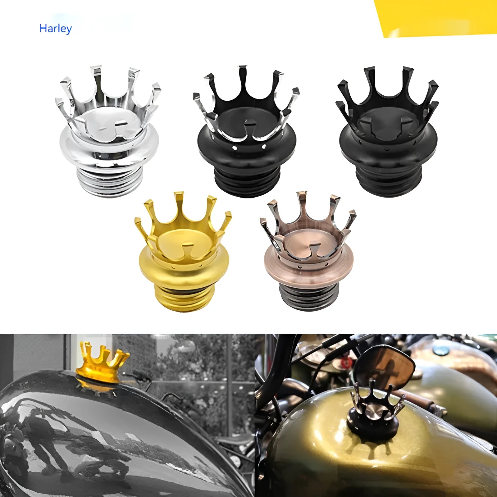 Aluminium alloy fuel tank cap for Harley Davidson Dyna Softail motorcycles in multiple colour options