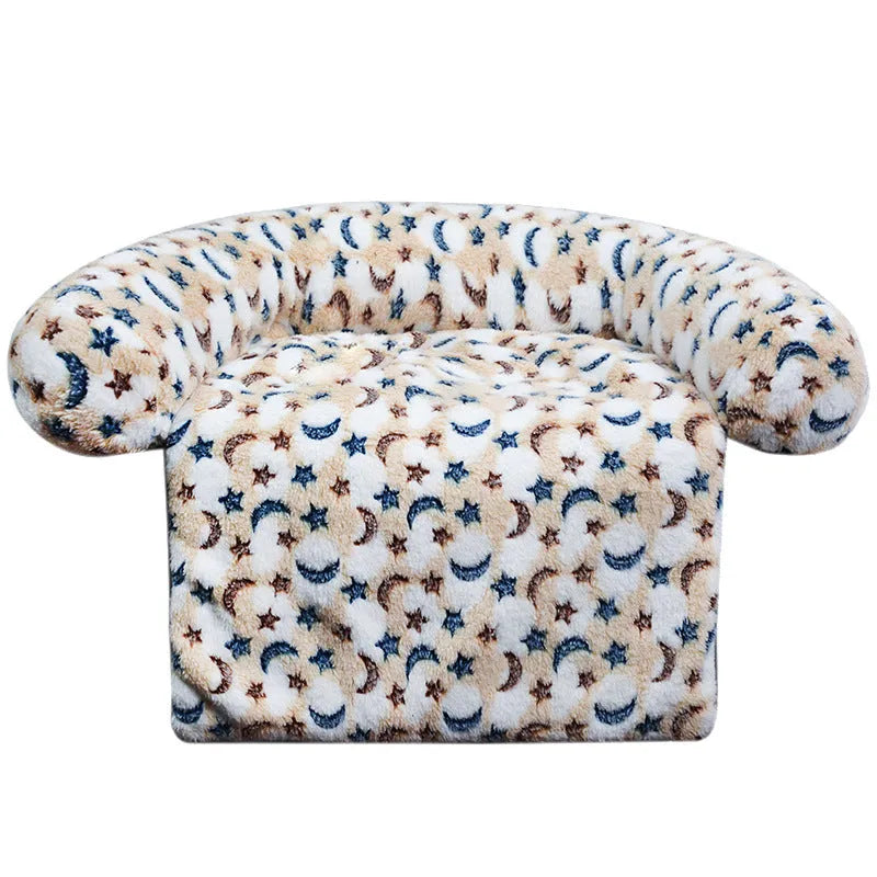 Plush kennel sofa blanket for pets, cloth material, available in multiple sizes and colours including Orange Star Moon and Gray Bear