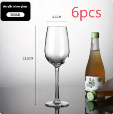 Clear acrylic wine glass with modern design for party catering, available in 550ml and 300ml capacities