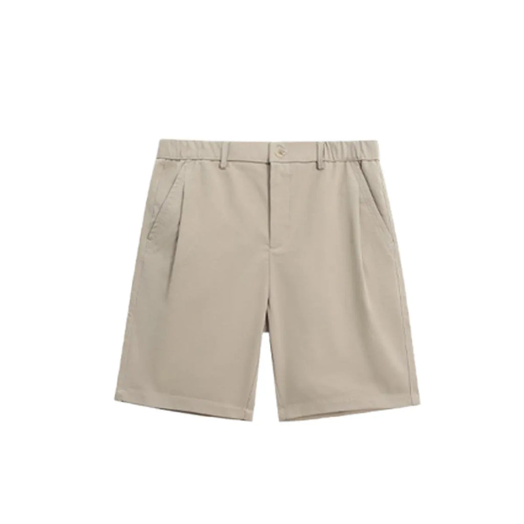 Straight leg summer trousers in khaki colour with micro-elastic polyester fabric for business casual wear