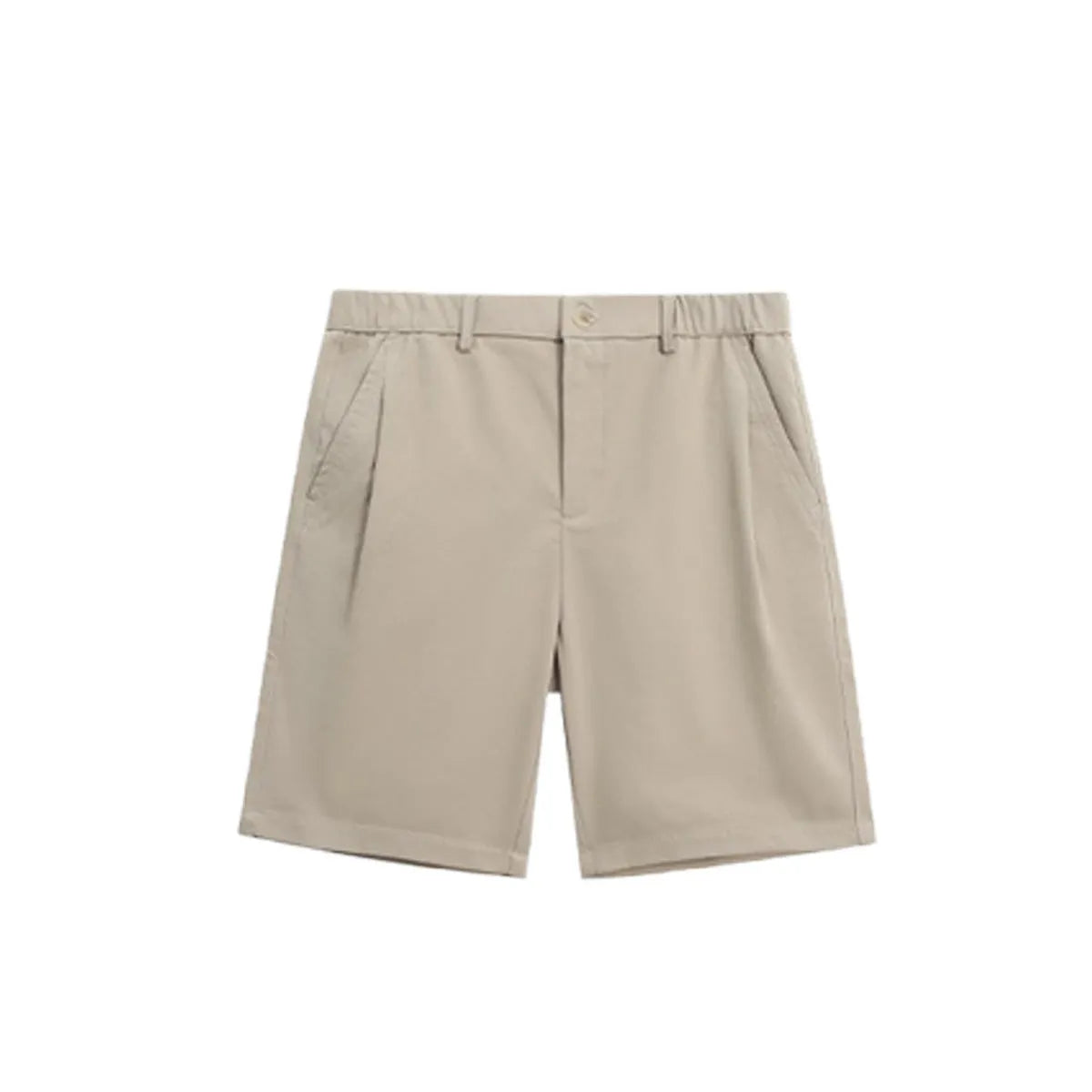 Straight leg summer trousers in khaki colour with micro-elastic polyester fabric for business casual wear