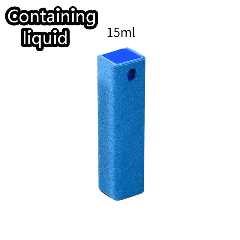 Blue 15ml phone screen cleaner spray tool with integrated case and wipe storage.