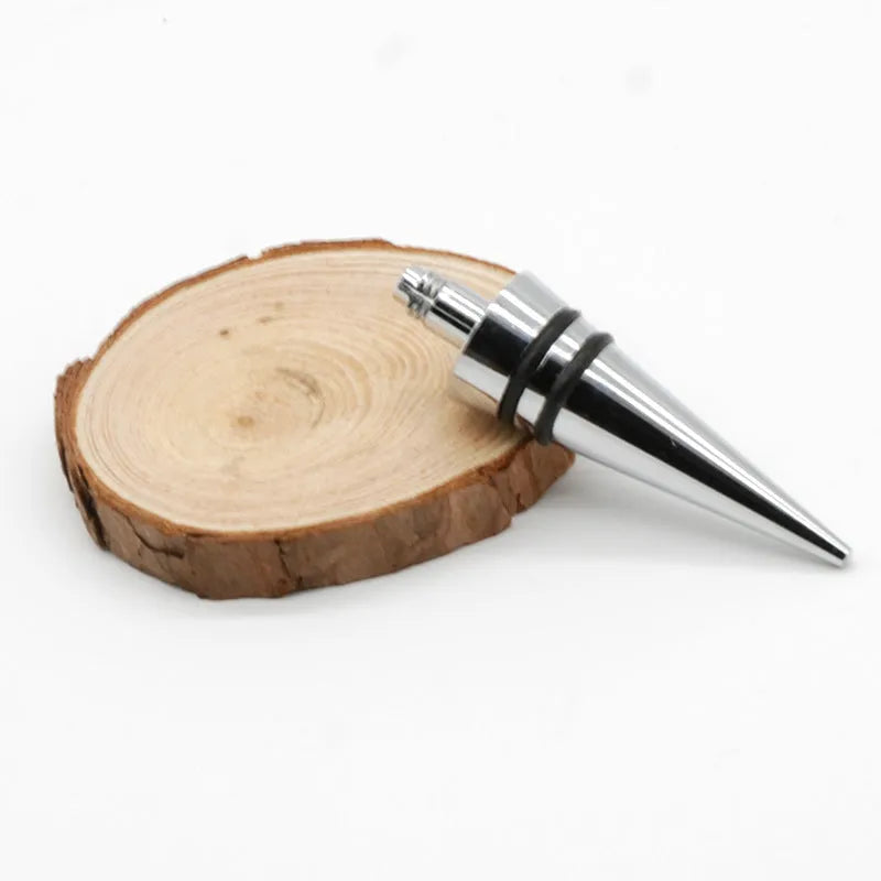 Silver zinc alloy threaded wine bottle stopper with silicone seal for M8 and M10 openings