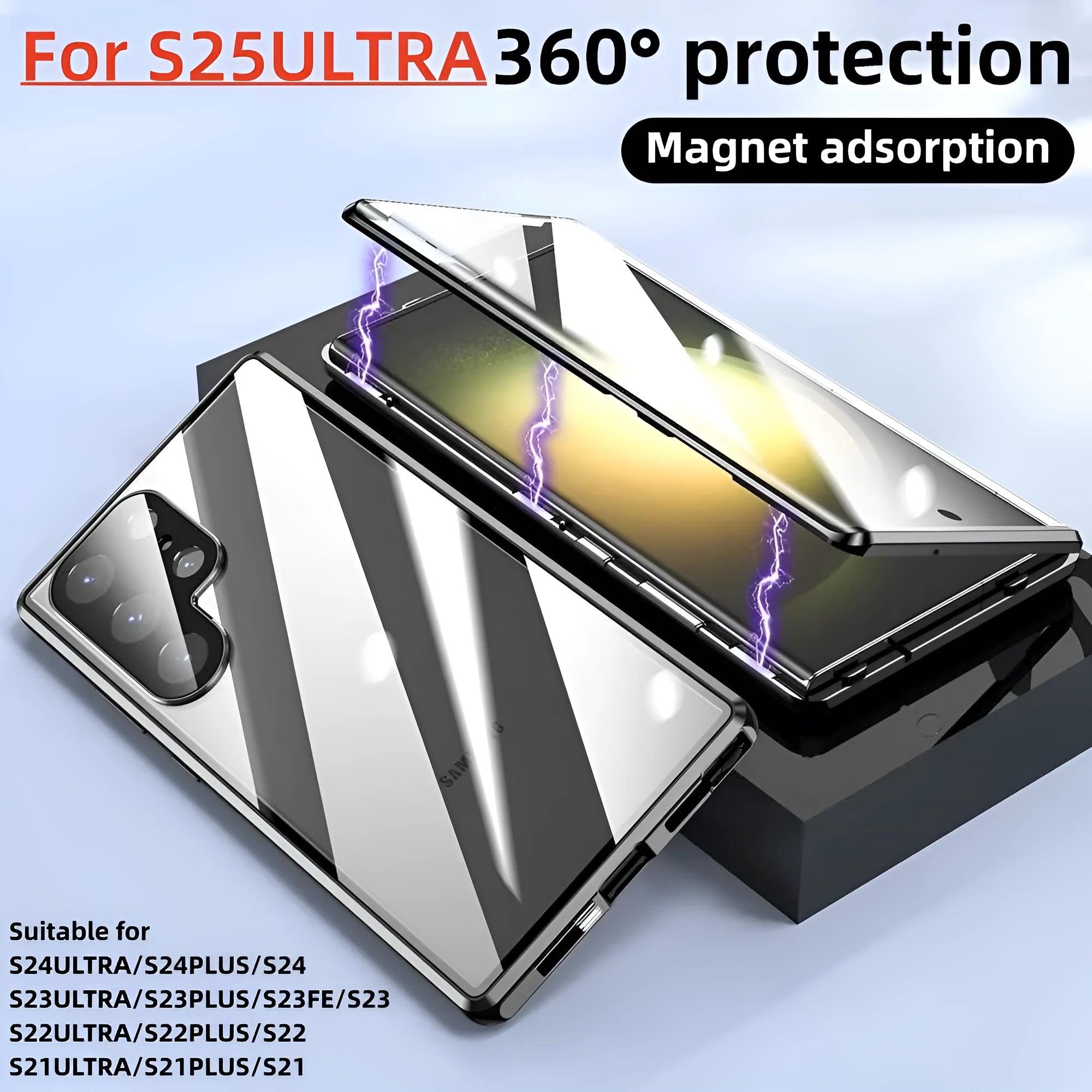 Magnetic King glossy metal HD peep-proof phone case for Samsung S25 Ultra in silver