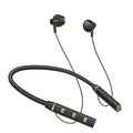 Bluetooth hanging neck earphones in Black or Red with 90-hour battery, magnetic earbuds, and TPE neckband