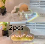 DIY cloud tulip decorative night lamp with LED lights and mirror surface for bedroom or desk