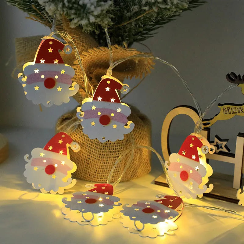 Christmas LED light string with Santa Claus, elk and snowman decorative ornaments for festive holiday decoration