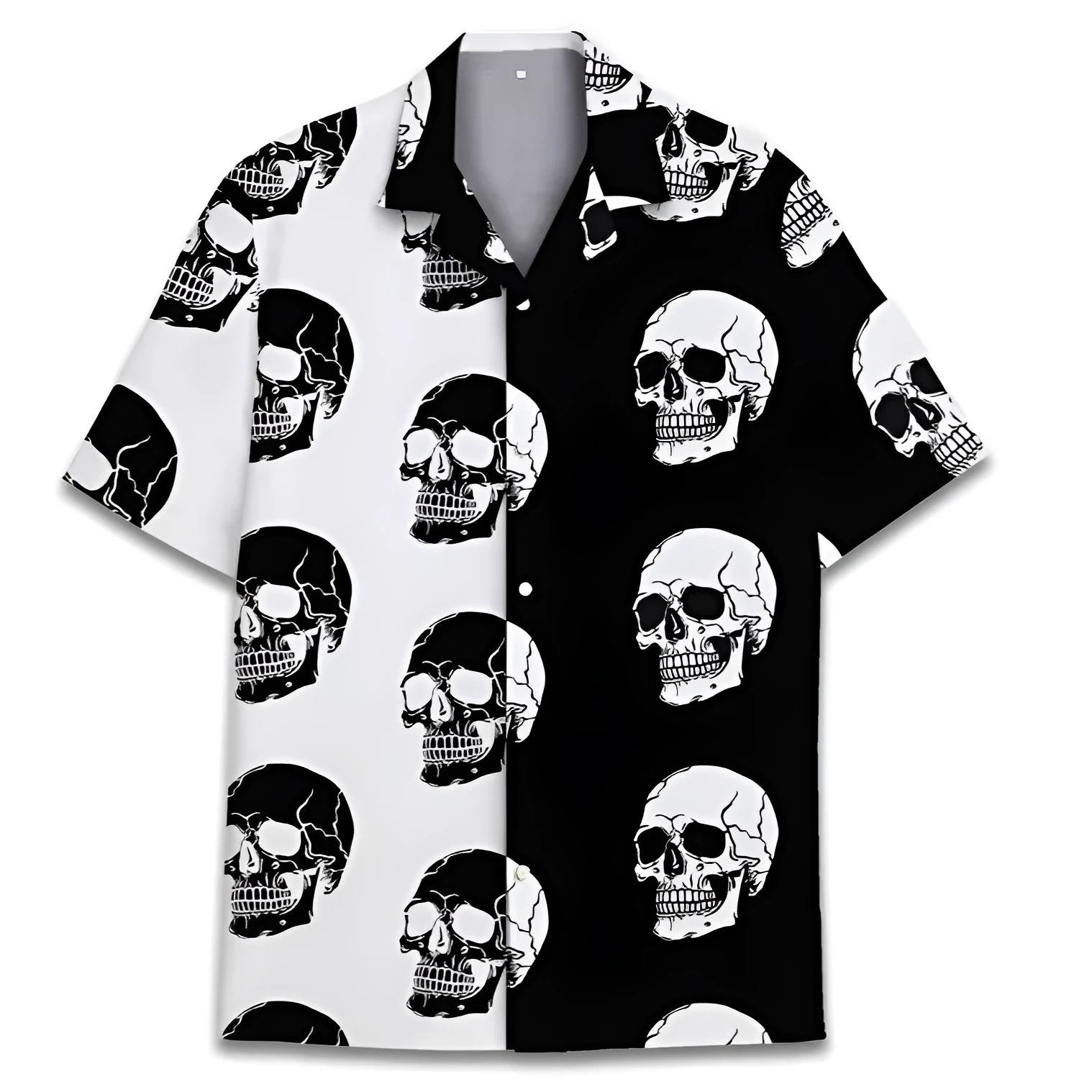 Men's Cuban collar summer shirt with colourful digital printed pattern on lightweight polyester fabric