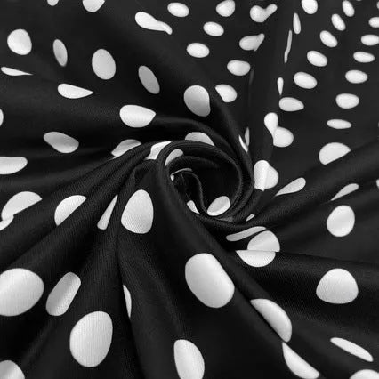 Multicolour polka dot pleated dress with square collar and front zipper