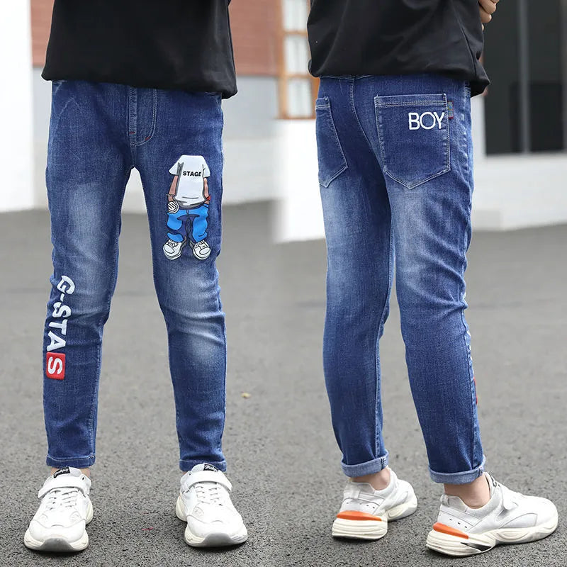 Boys velvet-lined jeans in denim with multiple colour options, size 110-160cm