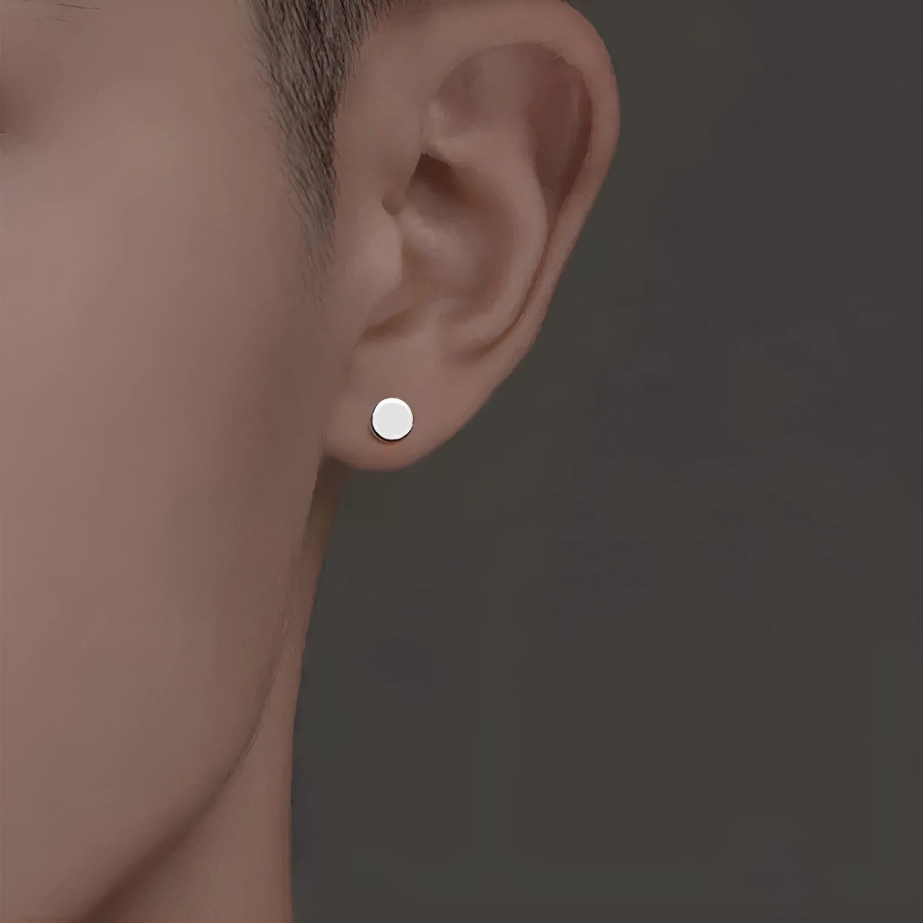 S999 sterling silver round flat ear bone studs in black and silver finishes, showing 3mm to 8mm size range