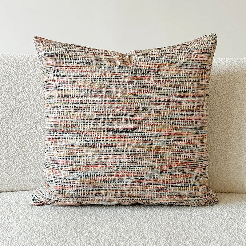 American-style yarn-dyed Jacquard cushion cover with paisley floral pattern in amber colour