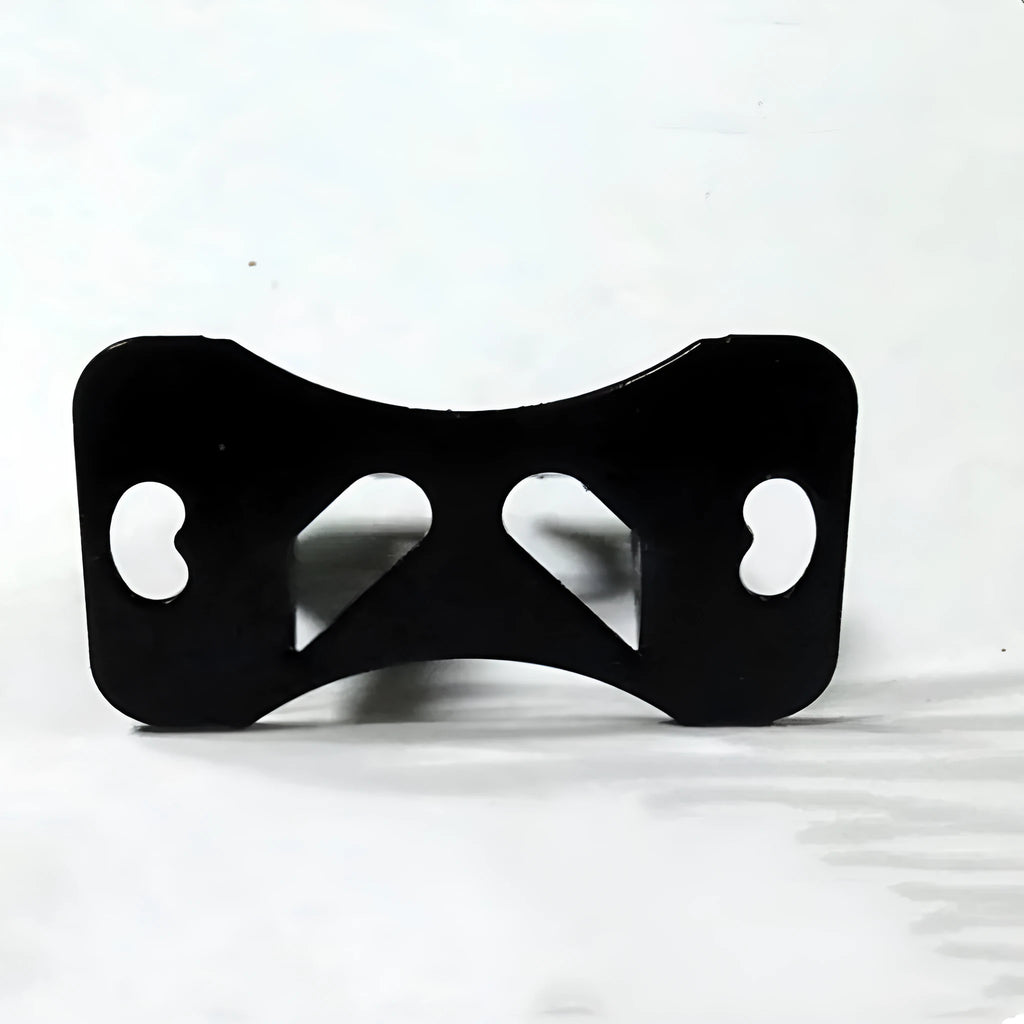 Black metal universal car camera holder bracket with adjustable angle, shown with mounting screws.