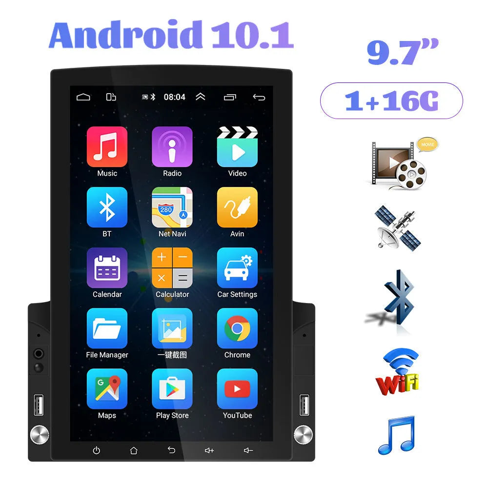 9.7 inch car video player with Android 10.0 touchscreen and offline GPS navigation