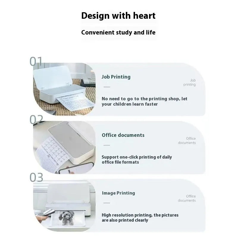 Household small intelligent remote learning printer for wrong question practice with ribbon ink cartridge plastic build