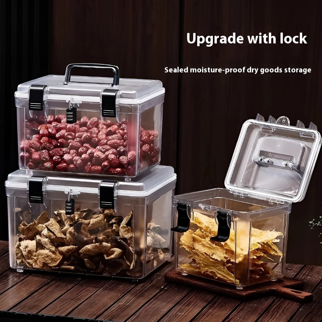 Transparent lockable ABS plastic storage box for fish maw cordyceps medicine sealed container 11L
