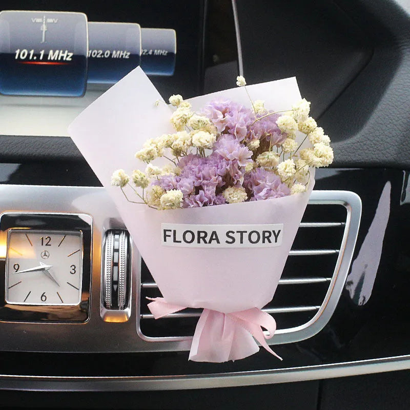 Mini dried flower bouquet for car vent attachment in multiple colour and style options