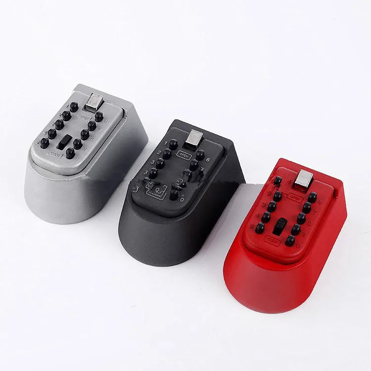 Aluminium alloy password key box mounted on an outdoor brick wall for secure storage.