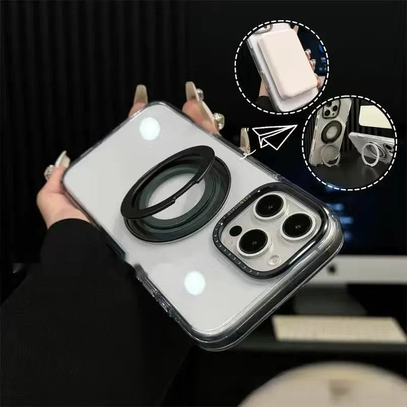 Fashion personality rotating pivot phone case for Apple iPhone, bracket and magnetic suction, PC material, multiple colours