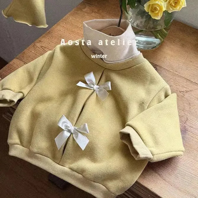 Girls cotton top and pants set in solid colour with wooden ear detail and matching hat
