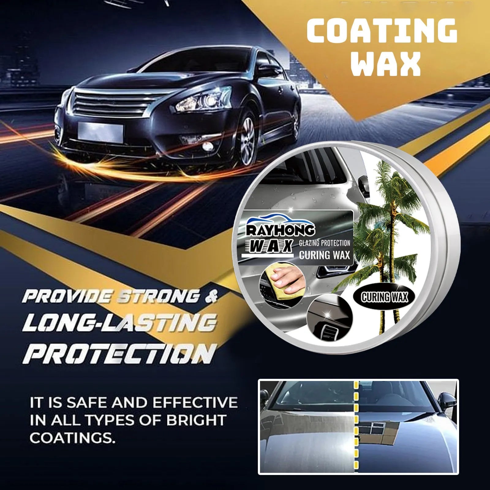 Car coating wax kit showing square wax block and applicator sponge for paint protection