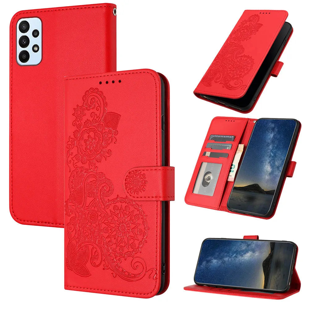 Datura Flowers Samsung Leather Flip Case