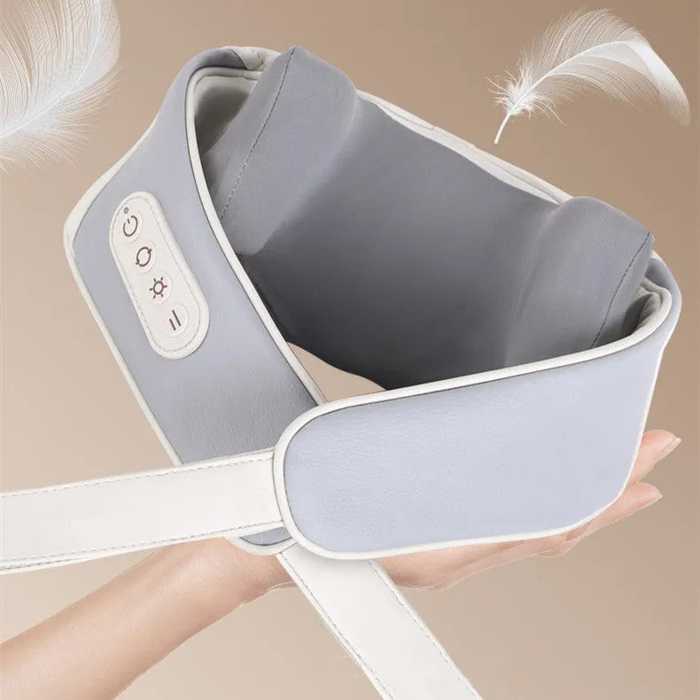 Rechargeable cervical neck massage shawl with six massage heads and hot compress, dark grey colour