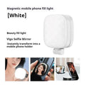 Black and white mobile phone magnetic selfie fill light with three-colour temperature mini portable makeup mirror