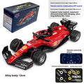 Red alloy mini remote controlled F1 racing car on a desk with 2.4GHz remote control