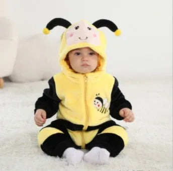 Children's cartoon long sleeve acetate fibre romper in DD6185 Yellow with single-layer construction
