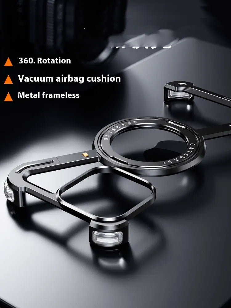 Aluminium alloy magnetic phone case for iPhone 15 with hollow heat dissipation design in black