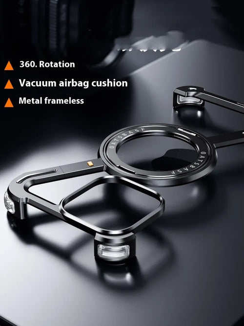 Aluminium alloy magnetic phone case for iPhone 15 with hollow heat dissipation design in black