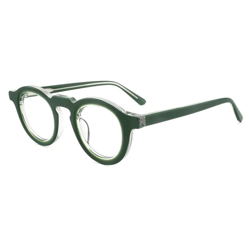 Hip-hop fashion glasses with plate frame, full rim box design, and sebum colour stitching in one of five colour options