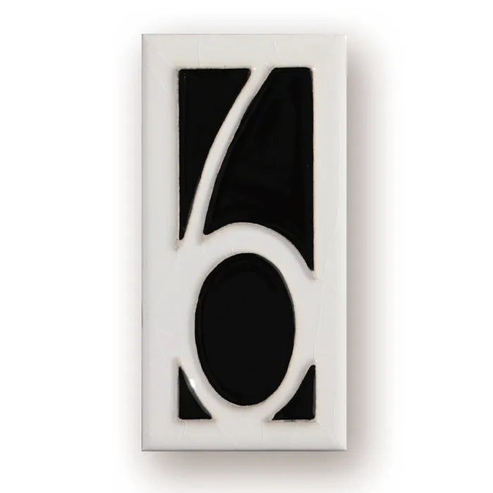 Handmade retro-style enamel ceramic doorplate number measuring 76mm by 152mm