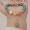 Myanmar jade geometric bead bracelet with pearl accents and three-dimensional Han-style decoration