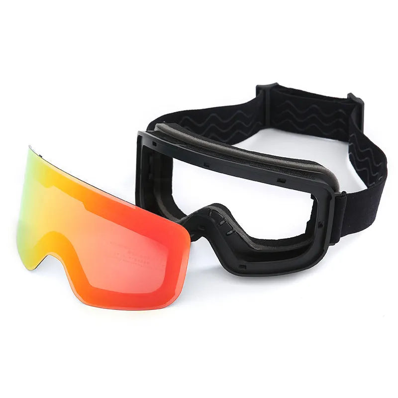 Double layer anti-fog ski goggles with black TPU frame for adults