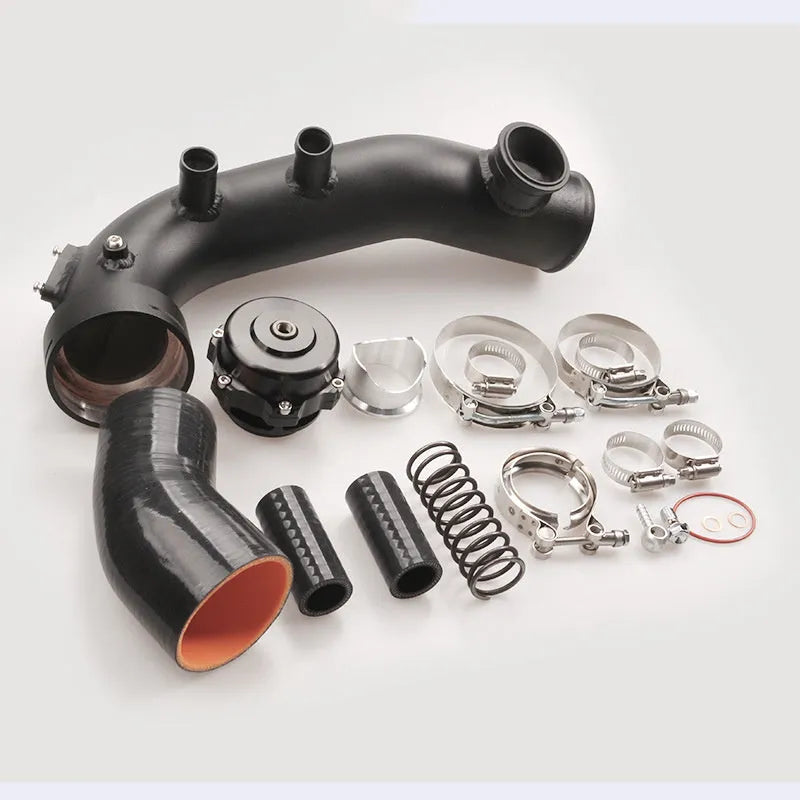 Black aluminium turbo intake pipe model IP-1015-BK for BMW N54 E88 E90 engine bay