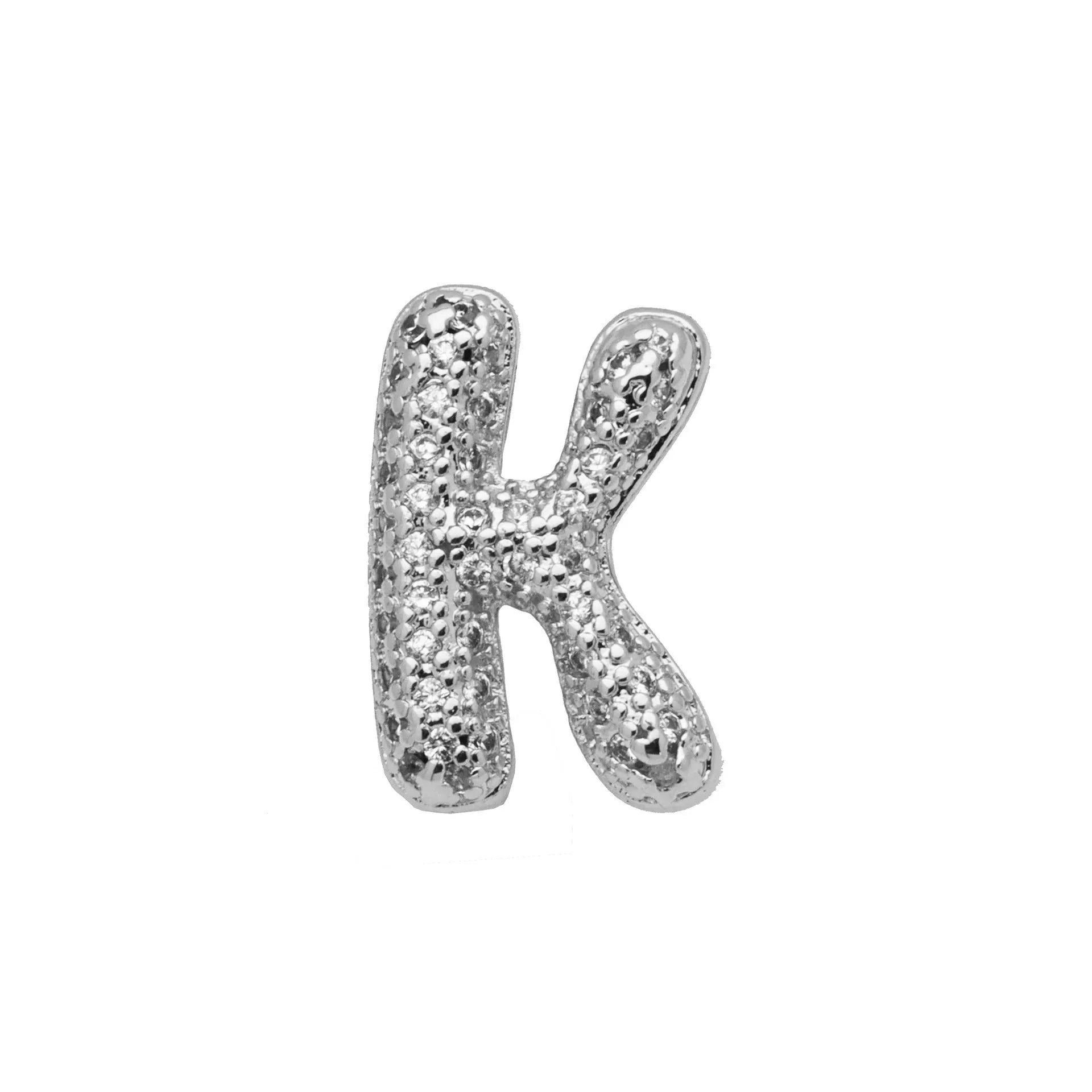 Copper letter bracelet with a single 'A' charm featuring micro inlaid zirconium detail on a gold-finished chain.