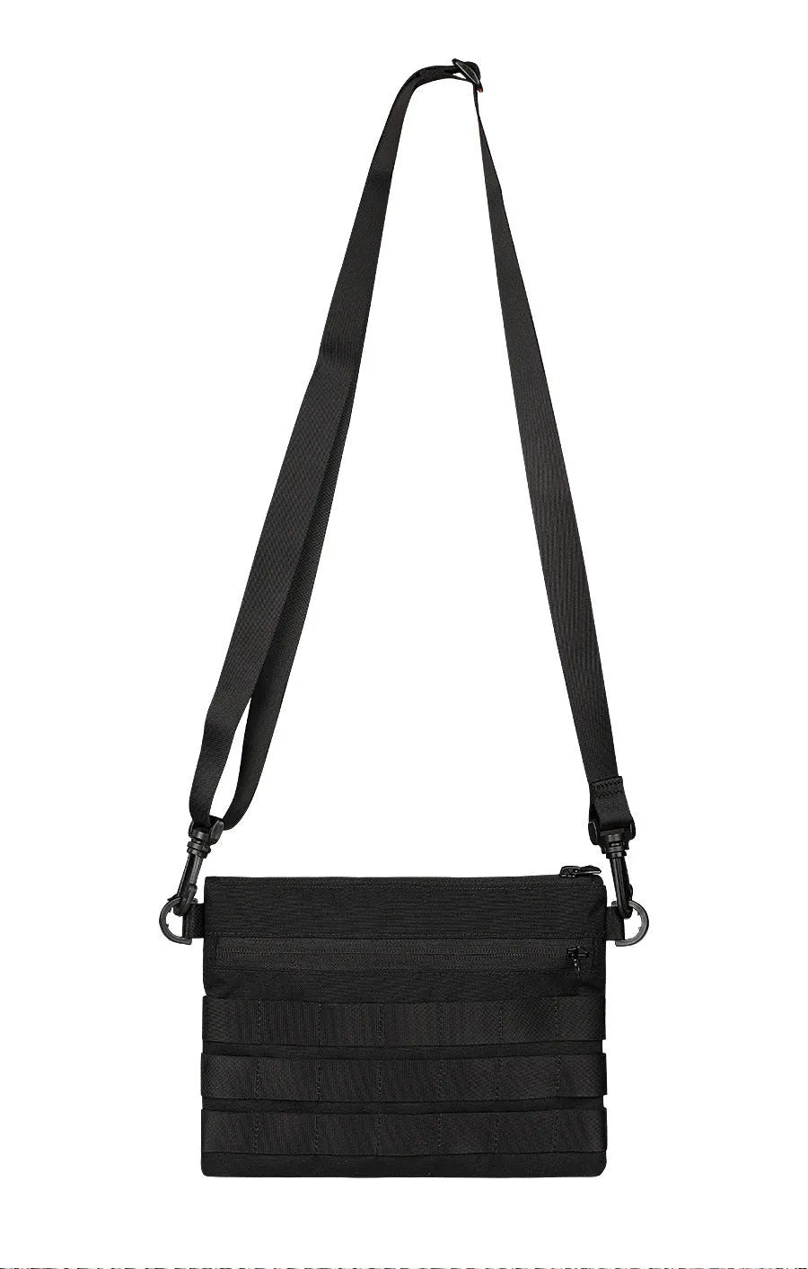 Black Oxford cloth portable outdoor organiser kit measuring 18 by 3.5 centimetres
