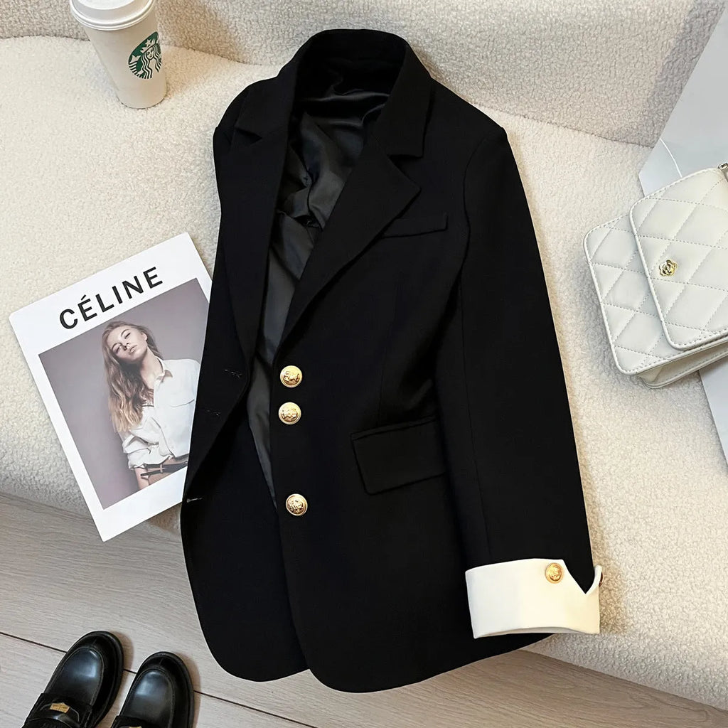 Women's Korean style loose fit polyester coat in milky white with pockets