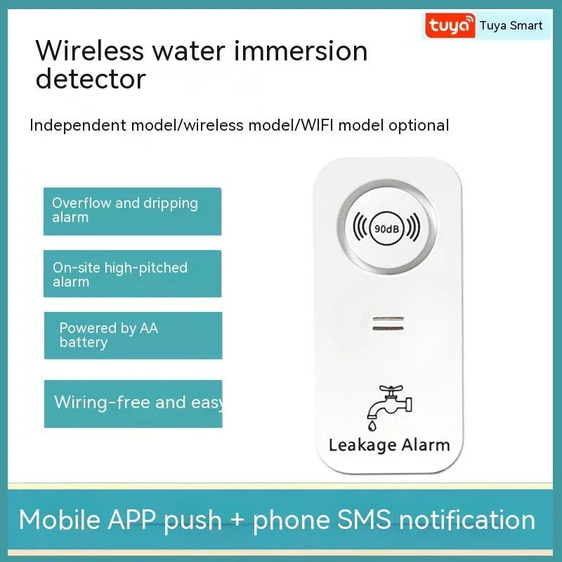 Independent wireless overflow sensor alarm for water leak detection in commercial and residential settings