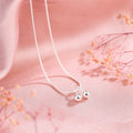 Silver cherry pendant necklace on a snake bone chain, adjustable length, Korean style.