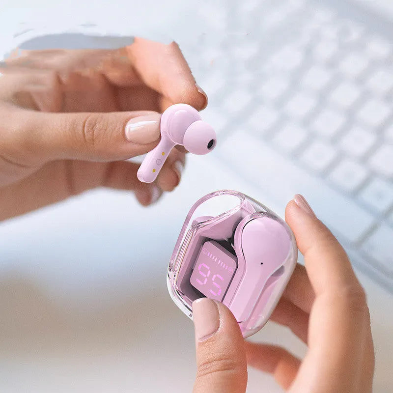 Mini wireless Bluetooth headset with LED digital display in multiple colour options