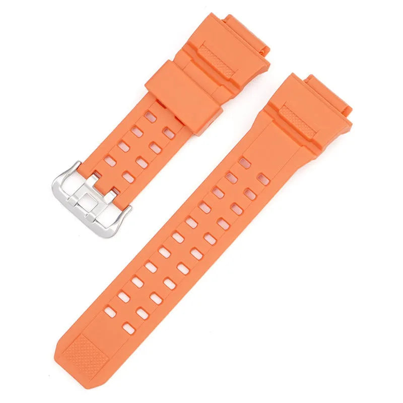 Camouflage pattern TPU watch strap with silver buckle on a 20mm watch lug