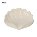 Shell-shaped PP plastic soap dish in pearl white measuring 12x9x5.5cm for bathroom use