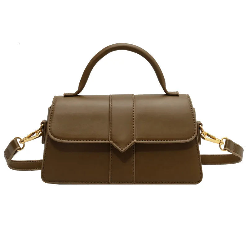 Women's PU messenger bag horizontal square design sandwich pocket file interior