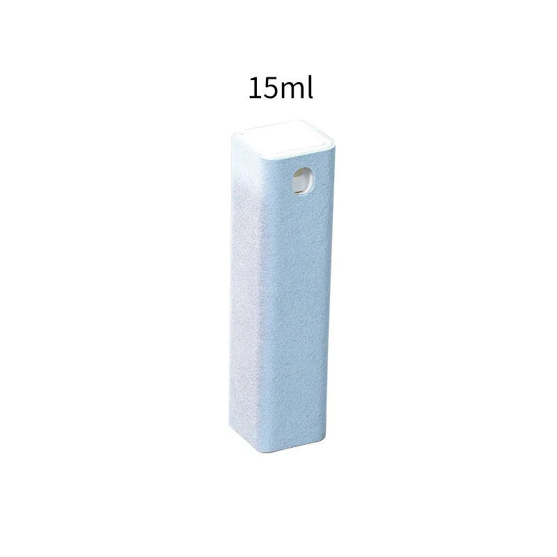 Blue 15ml phone screen cleaner spray tool with integrated case and wipe storage.
