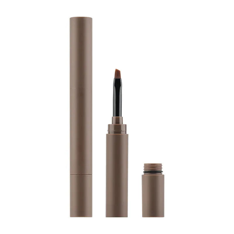 Double-headed eyebrow cream tube with dual applicator shown in five colour shades.
