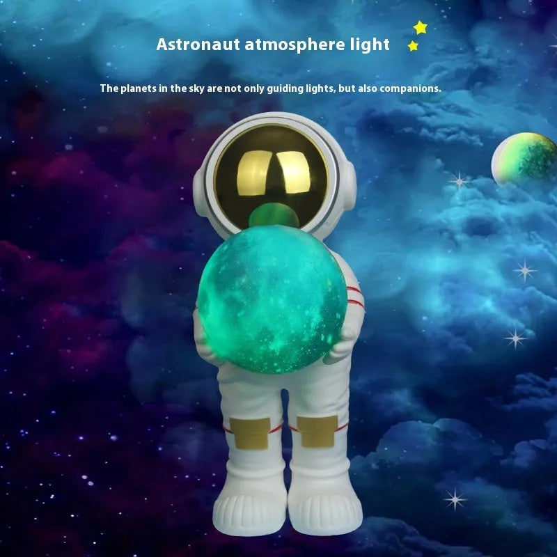 Spaceman Starry Sky Projection Lamp showing star projection effect and Bluetooth speaker